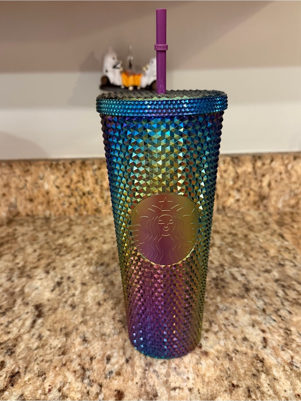 NEW Starbucks China Overseas Oil Slick Rainbow Studded Tumbler Cold Cup Venti